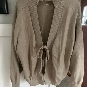 FP Beach Beige cardi and wide leg pant set - M